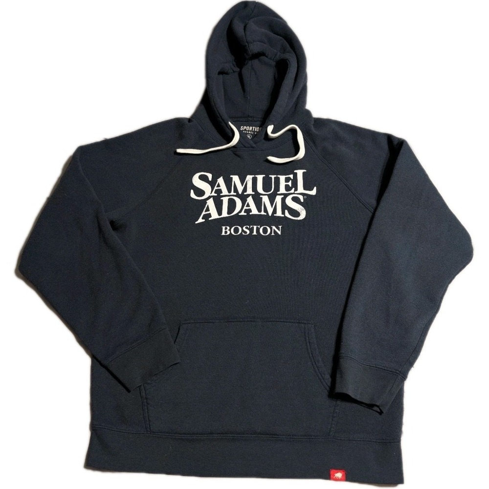 Samuel Adams Boston Hoodie Mens XL Navy Sportiqe Pullover Beer‎ Logo